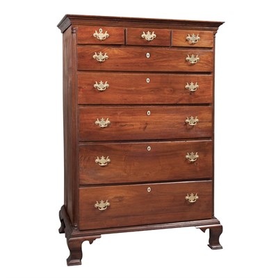 Lot 163 - Chippendale Walnut Tall Chest of Drawers Late...