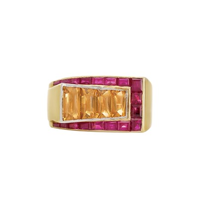 Lot 211 - Gold, Citrine and Ruby Ring
