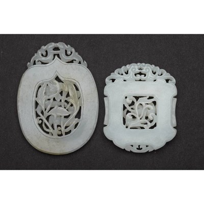 Lot 219 - Two Chinese White Jade Plaques Qing Dynasty...