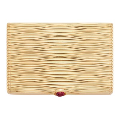 Lot 314 - Gold and Cabochon Ruby Compact, Cartier