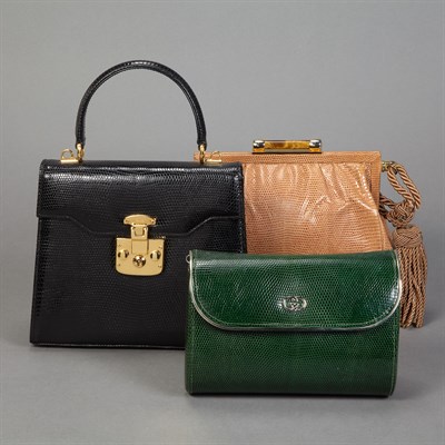 Lot 733 - Three Gucci Reptile Skin Bags