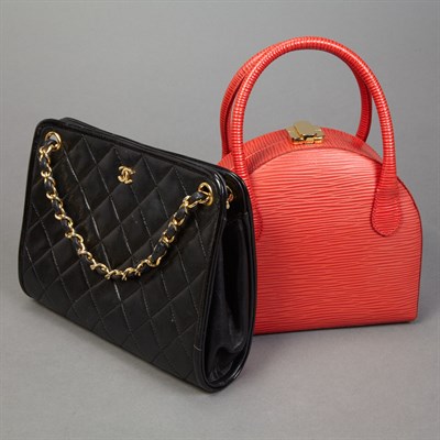 Lot 736 - Chanel Leather Quilted Bag; Together with a...