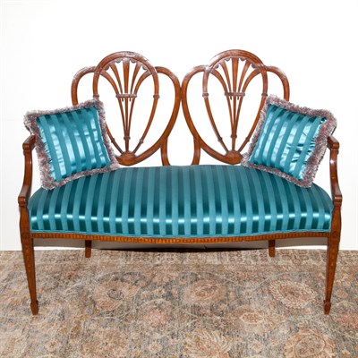 Lot 284 - George III Style Inlaid Satinwood Double Chair...