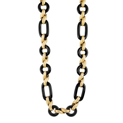 Lot 5 - Gold and Black Onyx Link Necklace