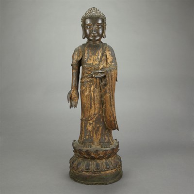 Lot 243 - Chinese Gilt-Bronze Figure of a Standing...