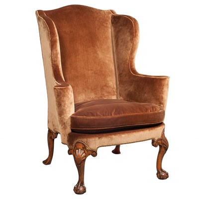 Lot 342 - George II Walnut Upholstered Wing Chair 18th...