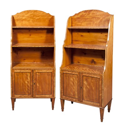 Lot 523 - Pair of George III Inlaid Satinwood Bookshelf...