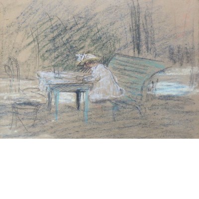 Lot 70 - Henri Lebasque French, 1865-1937 Girl in Park...