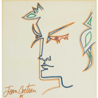 Lot 18 - Jean Cocteau French, 1889-1963 Head of a Man...
