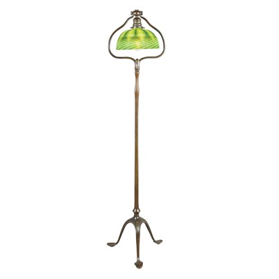 Lot 435 - Tiffany Studios Bronze and Favrile Glass Harp...