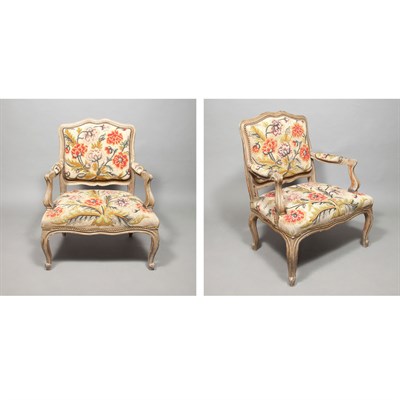 Lot 549 - Pair of Louis XV Style Carved and Painted...