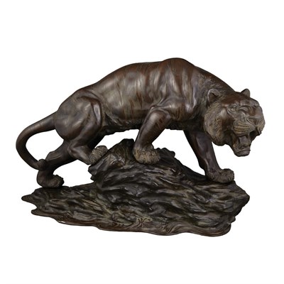 Lot 170 - Two Japanese Bronze Figures of Tigers First...