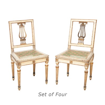 Lot 408 - Set of Four Louis XVI Style Painted and Parcel...