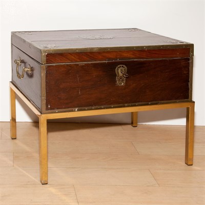 Lot 130 - English Brass Bound Mahogany Chest on Stand...