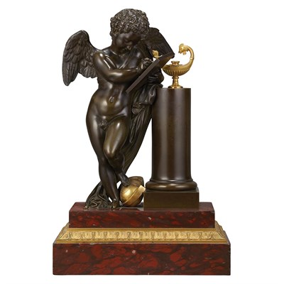 Lot 490 - Empire Gilt and Patinated-Bronze Figure of a...