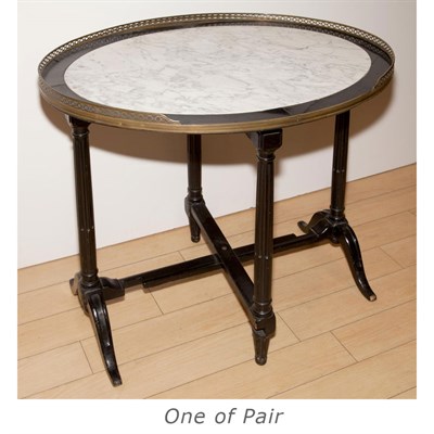 Lot 283 - Pair of Louis XVI Style Black Painted Marble...
