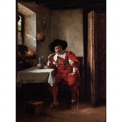 Lot 8 - Vaclav Brozik Czech, 1851-1901 Seated Cavalier...