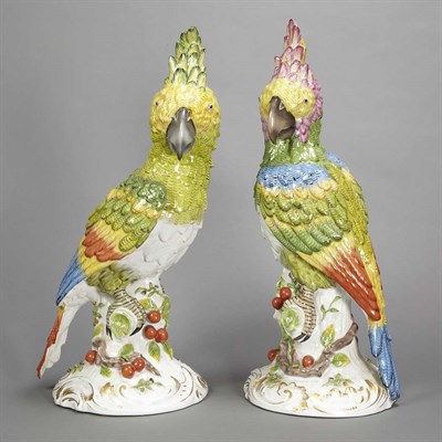 Lot 540 - Two Continental Porcelain Figures of Parrots...