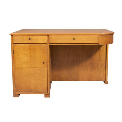 Lot 346 - Mid Century Modern Birch Desk with Bookshelf...