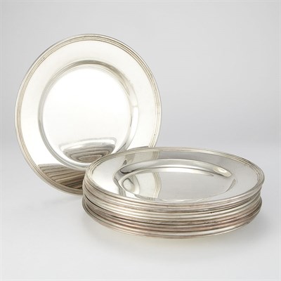 Lot 368 - Set of Fourteen Sterling Silver Bread Plates...