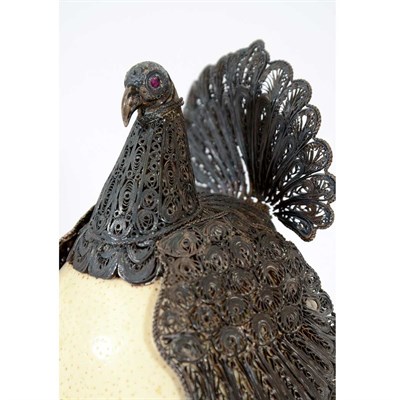 Lot 270 - Malachite and Silver Filigree Mounted Ostrich...