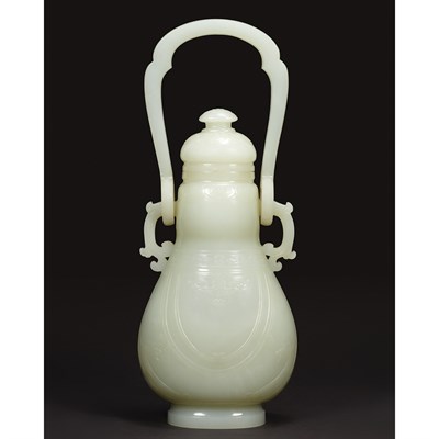 Lot 273 - Chinese Pale Celadon Jade Covered Vase 18th...