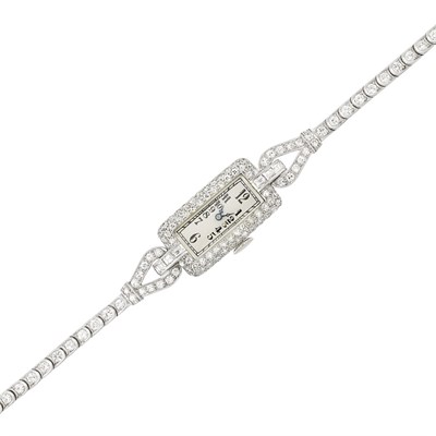 Lot 175 - Platinum and Diamond Wristwatch