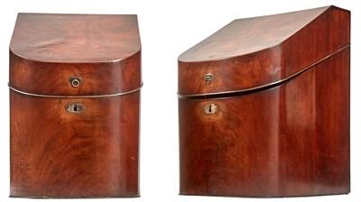 Lot 175 - Pair of George III Mahogany Cutlery Boxes Last...