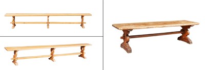 Lot 390 - Oak Trestle Long Table Height 30 inches,...