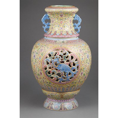 Lot 198 - Two Similar Chinese Famille Rose Glazed...