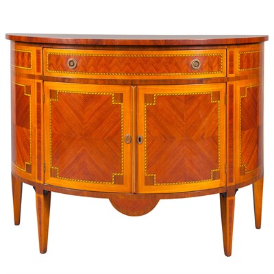 Lot 471 - George III Style Inlaid Mahogany Demilune Side...