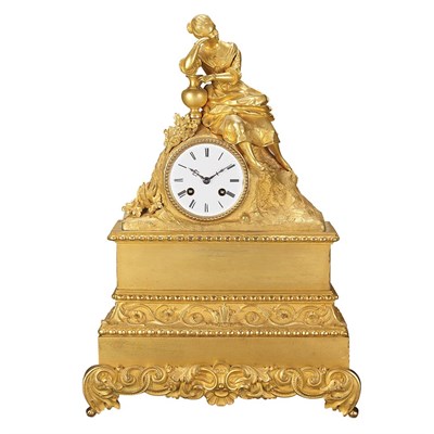 Lot 301 - Louis Philippe Gilt-Metal Figural Mantel Clock...