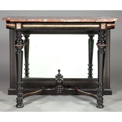 Lot 424 - American Marble Top Mirror Back Ebonized Wood...