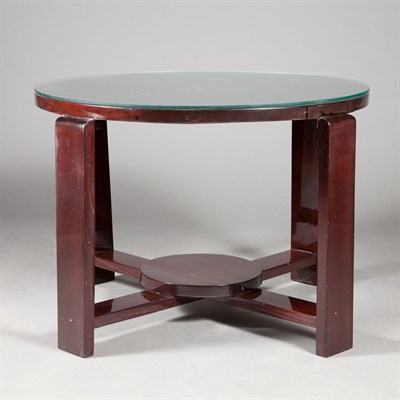 Lot 351 - Art Deco Glass Top Mahogany Side Table...