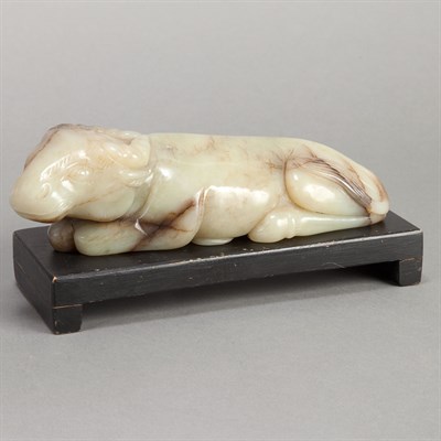 Lot 261 - Chinese Nephrite Figure of a Bull on Stand...