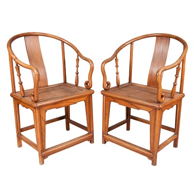 Lot 329 - Pair of Chinese Hardwood Yoke Chairs