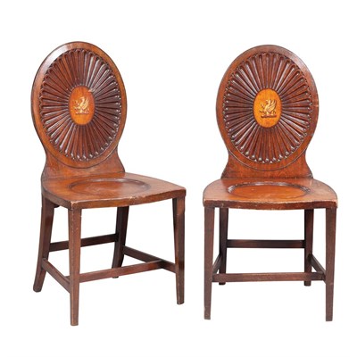 Lot 521 - Pair of George III Mahogany Hall Chairs Last...