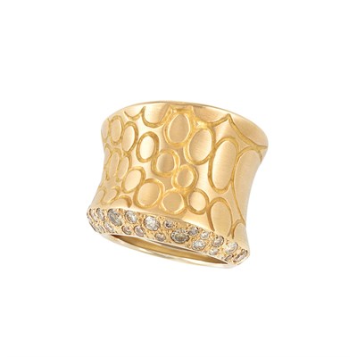 Lot 132 - Wide Gold and Diamond Band Ring, Pomellato