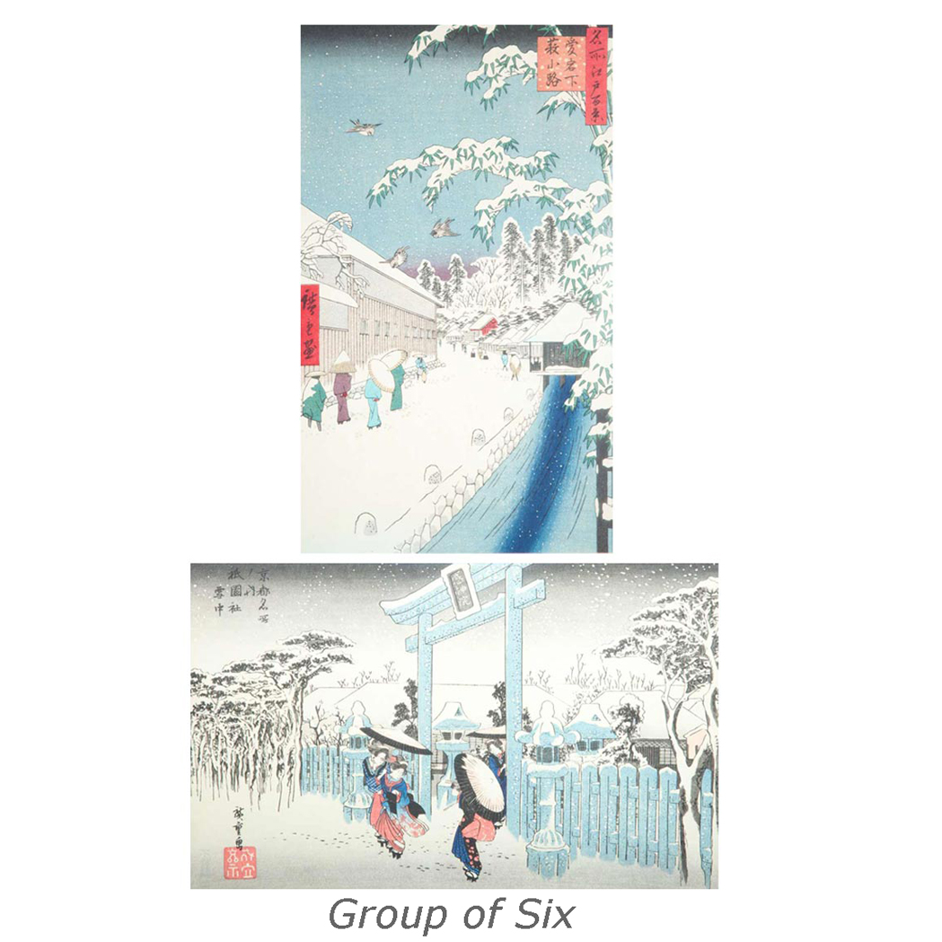 Lot 216 - Group of Six Framed Japanese Woodblock Prints...