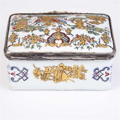 Lot 323 - German Silver Mounted Enamel Snuff Box Mid...