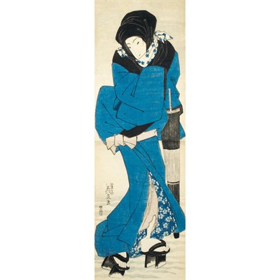 Lot 2 - Keisai Eisen (1790-1848) Standing beauty in...