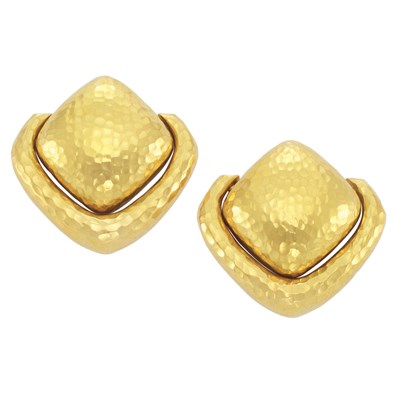 Lot 52 - Pair of Hammered Gold Earclips, David Webb