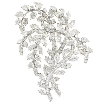 Lot 420 - Platinum and Diamond Clip-Brooch