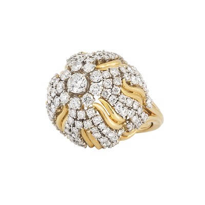 Lot 224 - Gold, Platinum and Diamond Dome Ring