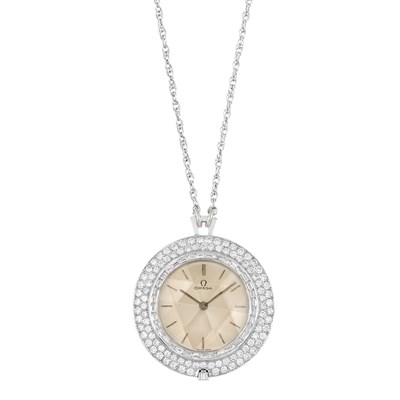 Lot 244 - White Gold and Diamond Pendant-Watch