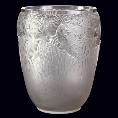 Lot 399 - R. Lalique Molded Glass Aigrettes Vase...