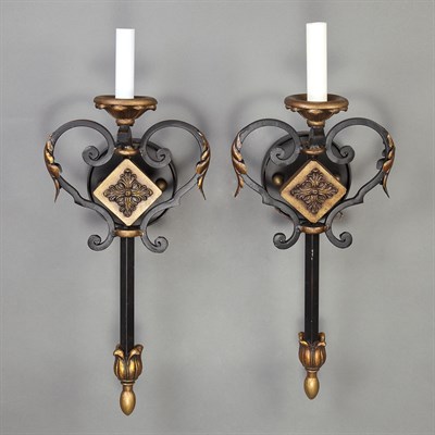 Lot 407 - Set of Four French Style Gilt and Painted Iron...