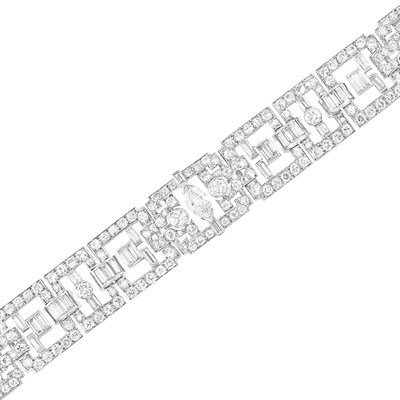 Lot 407 - Platinum and Diamond Bracelet