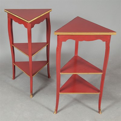 Lot 517 - Pair of French Gilt-Metal Mounted Red Painted...
