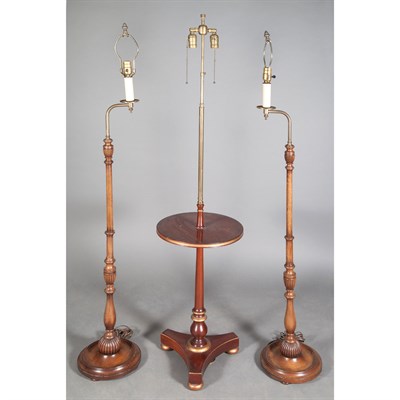 Lot 158 - Pair of William IV Style Mahogany Floor Lamps...